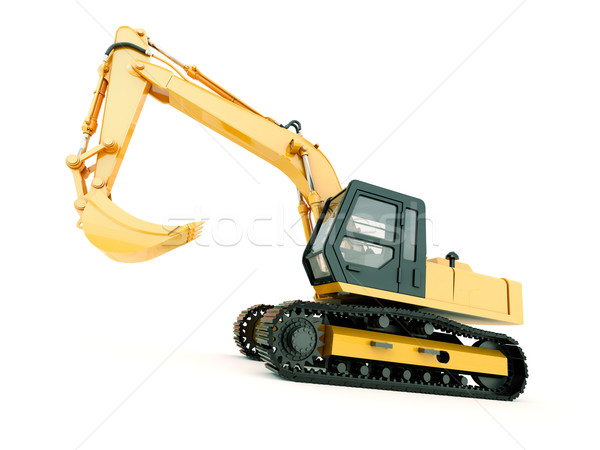 Stock photo: Excavator isolated with light shadow