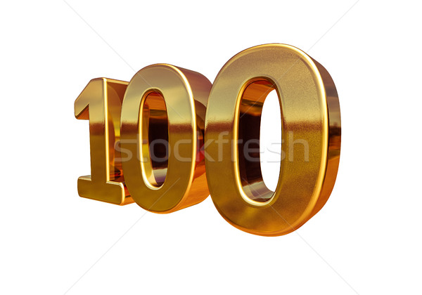 Stock photo: Gold 3d 100th Anniversary Sign