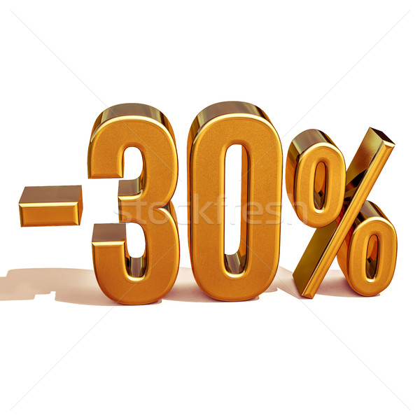 Stock photo: 3d Gold 30 Percent Discount Sign