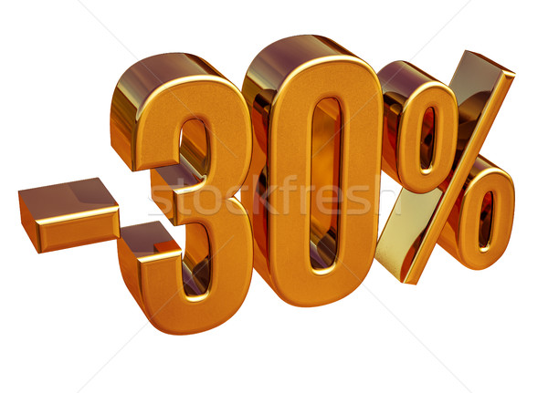 Stock fotó: 3D · arany · 30 · százalék · árengedmény · felirat