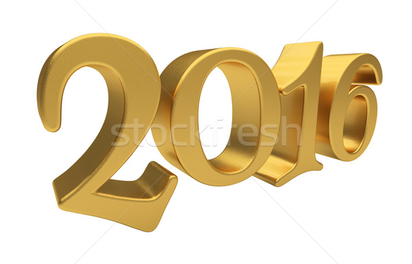 Stock photo: Gold 2016 lettering isolated