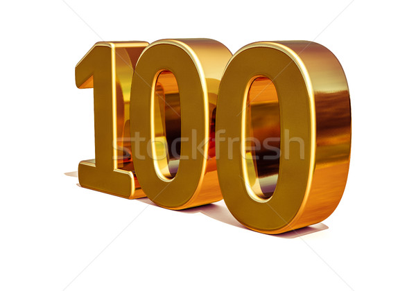 [[stock_photo]]: Or · 3D · anniversaire · signe · anniversaire · 100