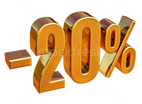 Stockfoto: 3D · goud · 20 · twintig · procent · korting