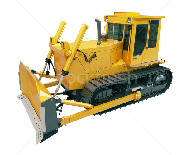 Lourd bulldozer isolé blanche construction orange Photo stock © Supertrooper
