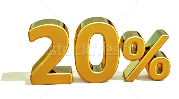 3d Gold 20 Twenty Percent Discount Sign Stock photo © Supertrooper