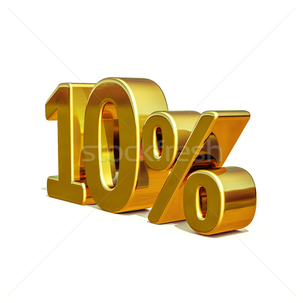 3d Gold 10 Ten Percent Discount Sign Stock photo © Supertrooper