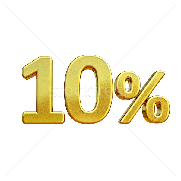 3d Gold 10 Ten Percent Discount Sign Stock photo © Supertrooper