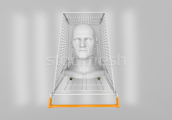 Man's head in the shopping cart Stock photo © Supertrooper