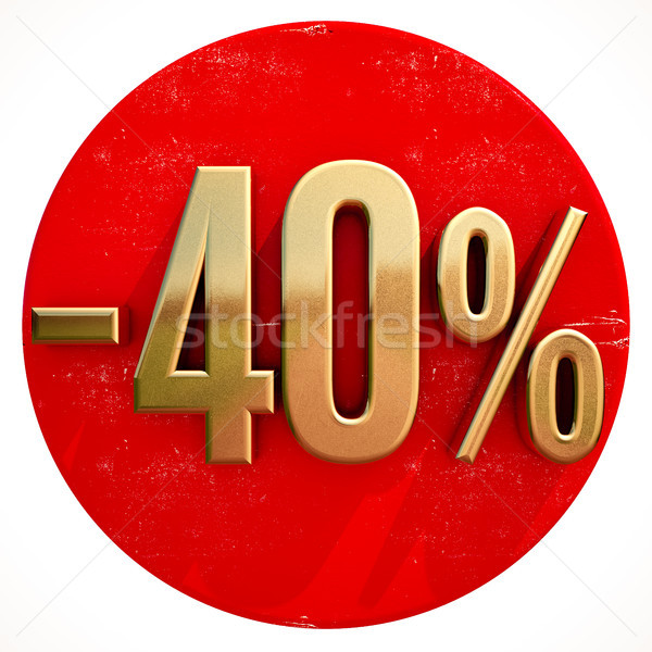 Gold 40 Percent Sign on Red Stock photo © Supertrooper