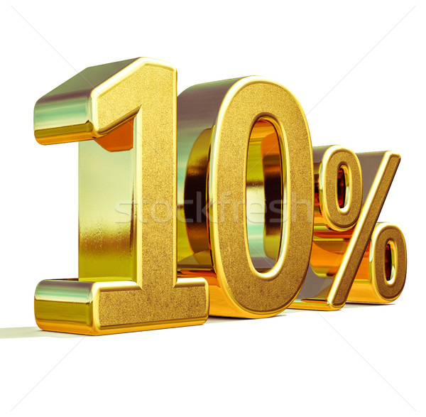 3d Gold 10 Ten Percent Discount Sign Stock photo © Supertrooper