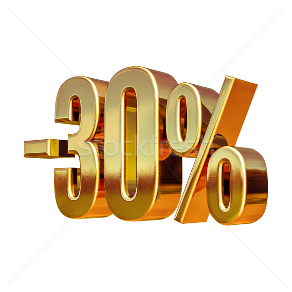 Stock photo: 3d Gold 30 Percent Discount Sign
