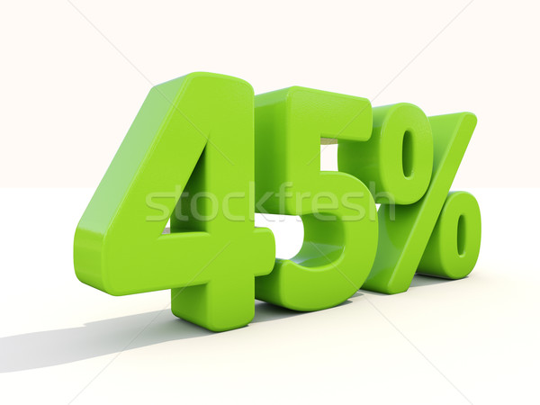 Stock photo: 45% percentage rate icon on a white background