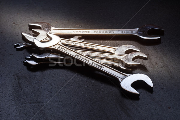 Klucz stali narzędzia naprawy zestaw ze stali nierdzewnej Zdjęcia stock © Supertrooper