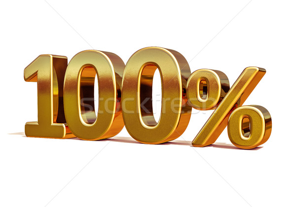 stock photo: 3d gold 100 hundred percent discount sign