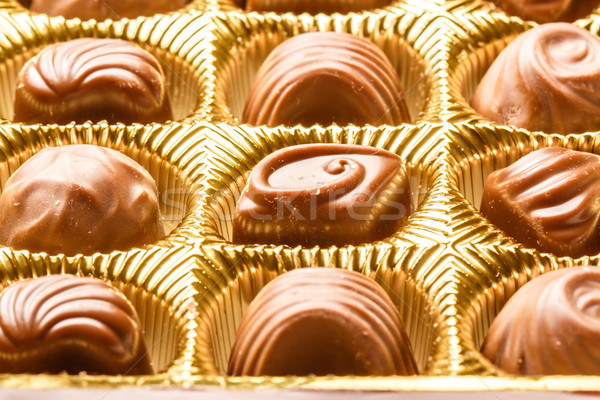 Stock photo: Closeup Of Variety Chocolate Pralines, Close Up Shot Of Chocolates Box, Assorted Box Chocolate, Box 