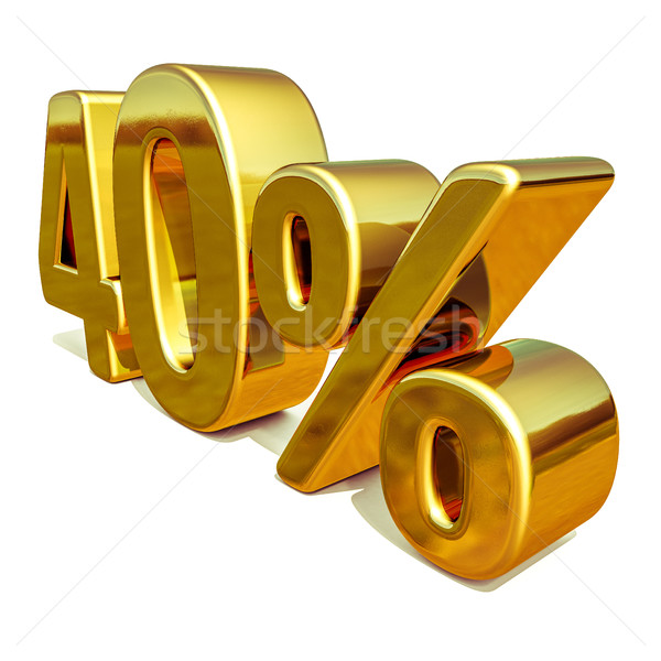 Stock photo: 3d Gold 40 Forty Percent Discount Sign