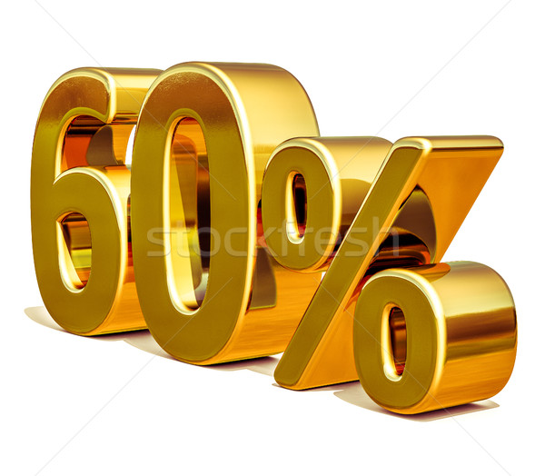 3d Gold 60 Sixty Percent Discount Sign Stock photo © Supertrooper