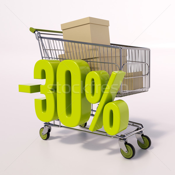 Shopping cart and percentage sign, 30 percent Stock photo © Supertrooper