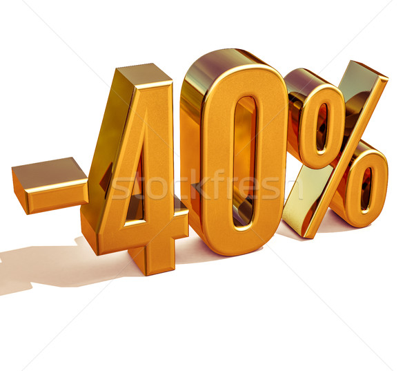 Stock photo: Gold -40%, Minus Forty Percent Discount Sign