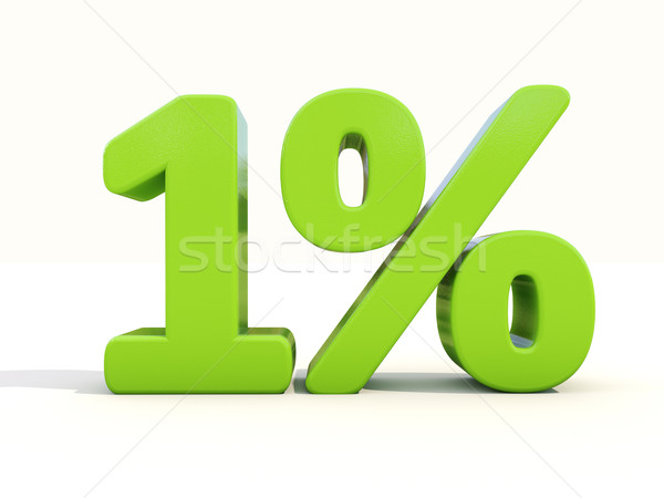 Stock photo: 1% percentage rate icon on a white background