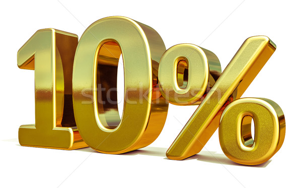 3d Gold 10 Ten Percent Discount Sign Stock photo © Supertrooper