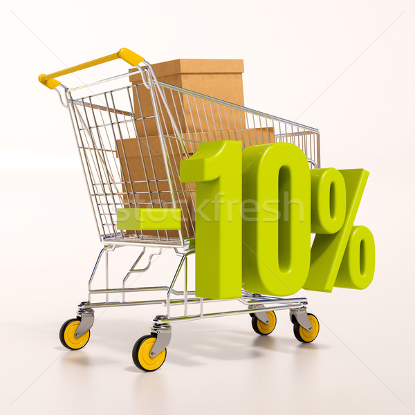 Carrinho de compras percentagem assinar 10 por cento 3d render Foto stock © Supertrooper