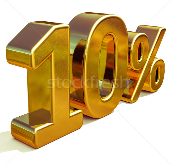 3d Gold 10 Ten Percent Discount Sign Stock photo © Supertrooper