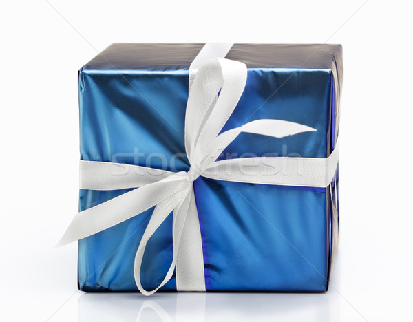 Kutu mavi hediye kutusu şerit moda süpermarket Stok fotoğraf © Supertrooper