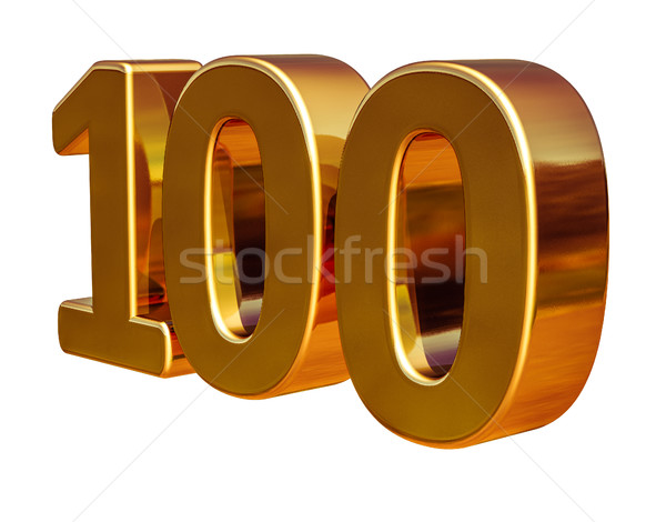 Stock photo: Gold 3d 100th Anniversary Sign