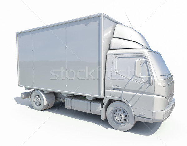 3d White Delivery Truck Icon Stock photo © Supertrooper