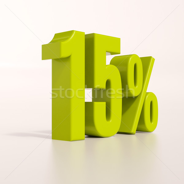 Százalék felirat 15 százalék 3d render zöld Stock fotó © Supertrooper