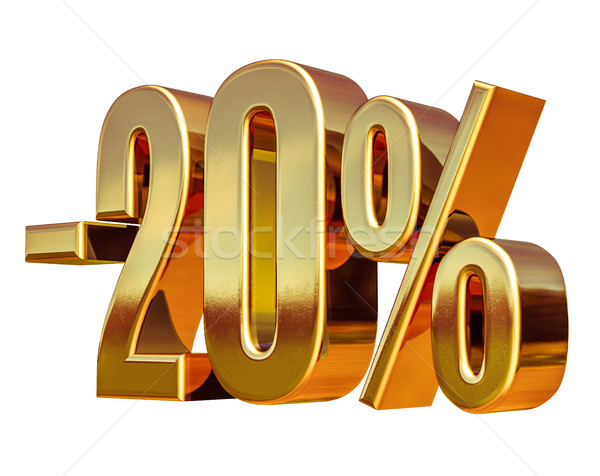 3d Gold 20 Twenty Percent Discount Sign Stock photo © Supertrooper