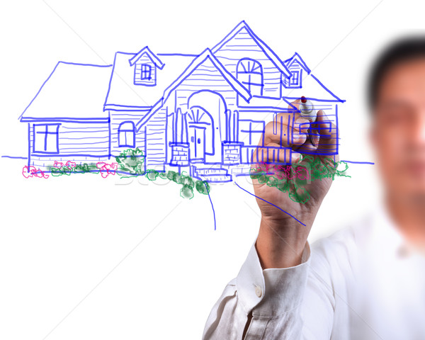 Male Hand Drawing A Beautiful House Stock Photo C Suriyaphoto 5799598 Stockfresh