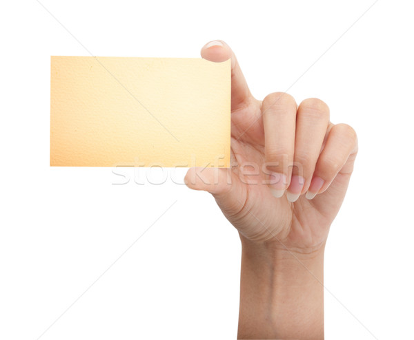 Foto stock: Isolado · cartão · mão · branco · negócio · textura