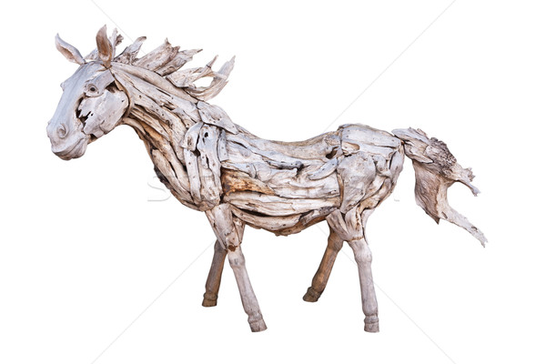 ストックフォト: 孤立した · 木製 · 馬 · 白 · おもちゃ · レトロな