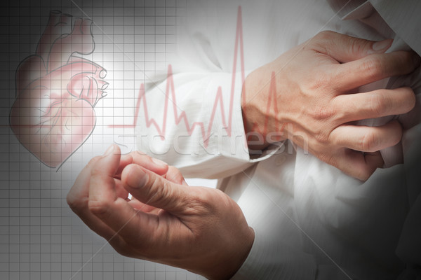 Hartaanval hart kardiogram gezondheid zakenman mannen Stockfoto © Suriyaphoto