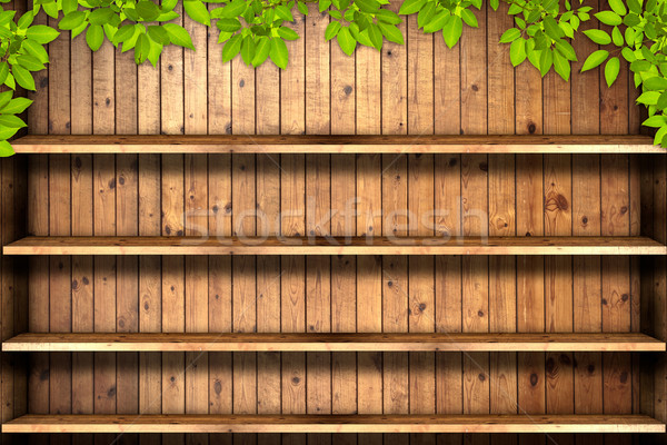 Houten boekenplank kantoor ruimte bar markt Stockfoto © Suriyaphoto