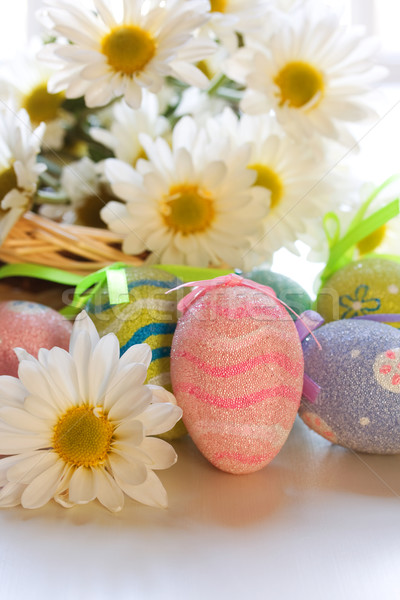 Húsvéti tojások virágok virág tavasz tojás százszorszép Stock fotó © susabell