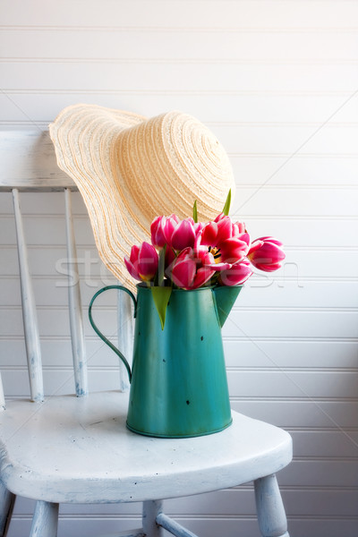 цветы ваза Hat Председатель весны интерьер Сток-фото © susabell
