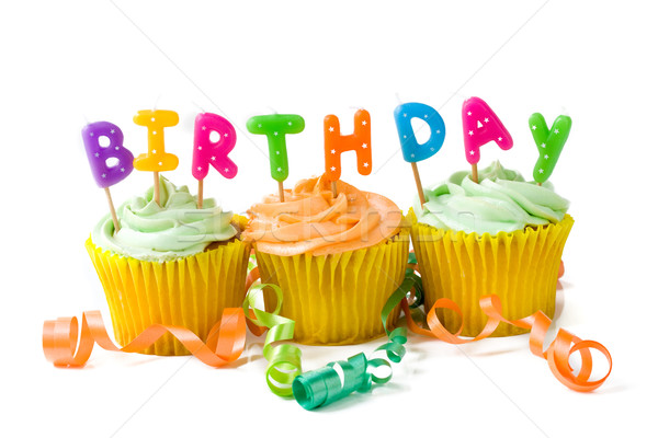 Verjaardag voedsel gelukkig cake kaarsen Stockfoto © susabell