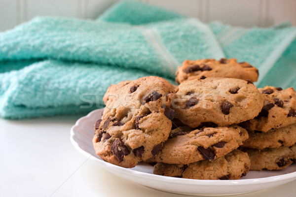 чипа Cookies пластина свежие продовольствие десерта Сток-фото © susabell