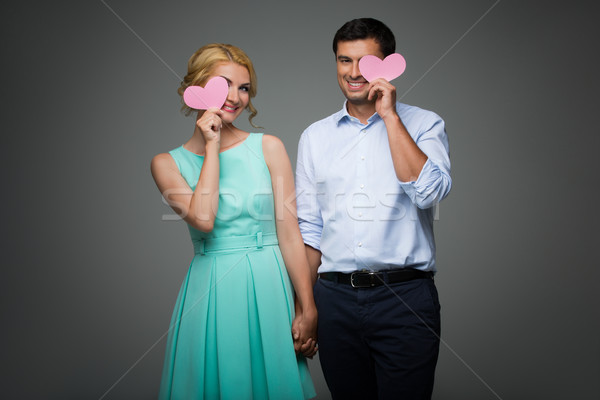 Belo casal rosa corações Foto stock © svetography