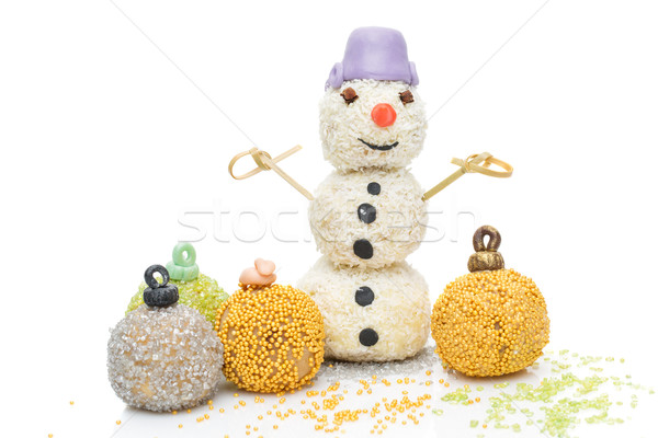 Doce sobremesa forma natal boneco de neve Foto stock © svetography