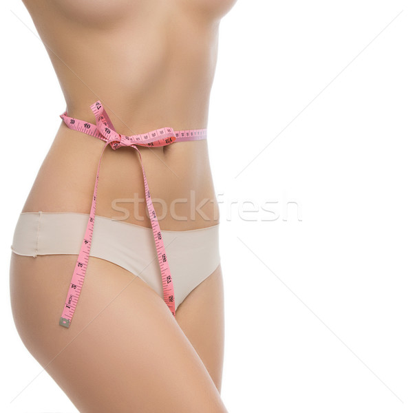 Weiblichen Torso Maßband rosa isoliert Stock foto © svetography