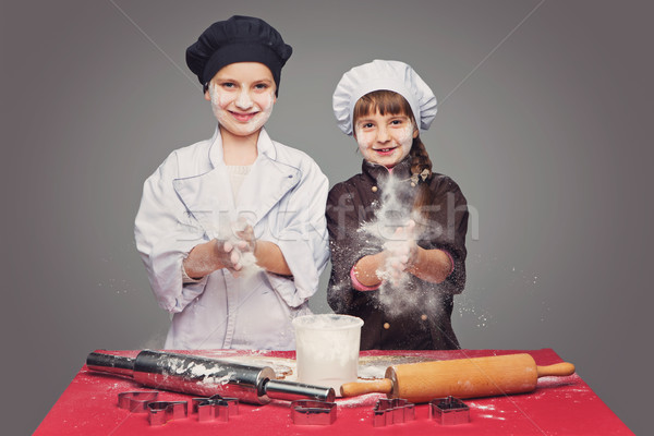 Children making christmas gingerbread Stock photo © svetography