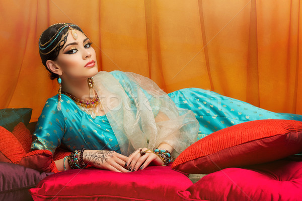 Beautiful girl in sari Stock photo © svetography