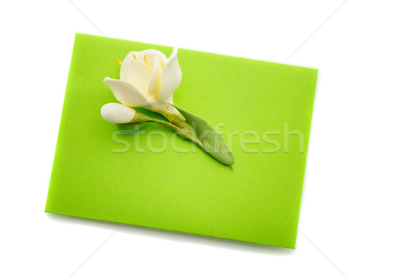 Close up of green envelope with flower Stock photo © svetography