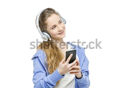 Teen age girl with headphones Stock photo © svetography