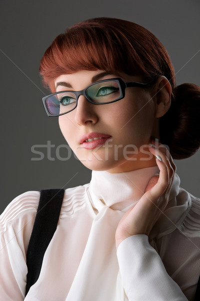 красивой очки белая блузка серый Сток-фото © svetography