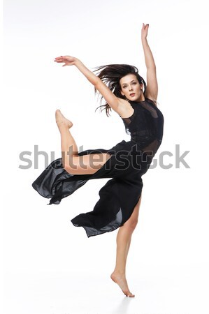 Gyönyörű modern táncos lány fiatal nő fekete Stock fotó © svetography